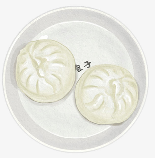两个手绘包子
