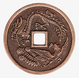 雕刻龙和凤的铜钱