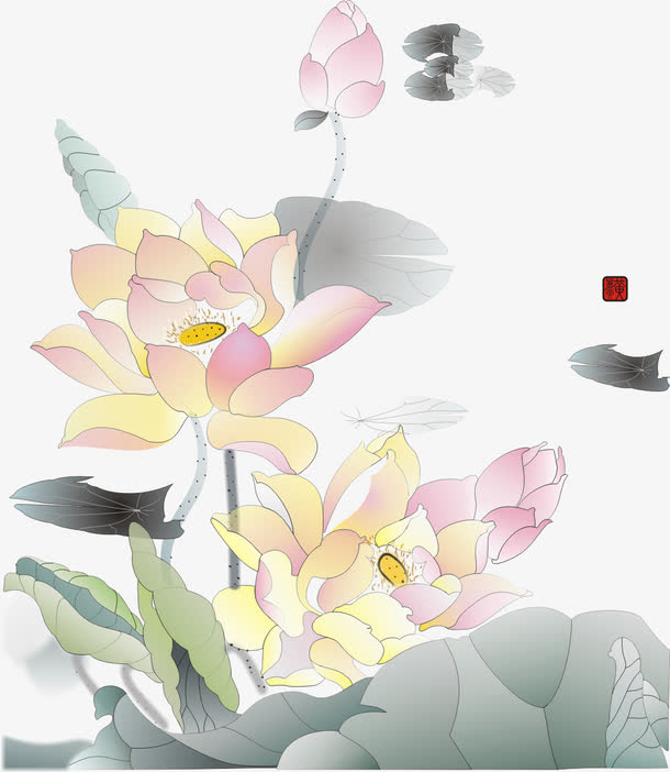 水墨荷花免抠素材免费下载_觅元素51yuansu.com