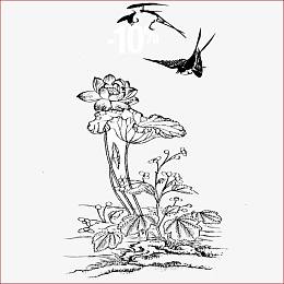 水墨荷花燕子矢量素材