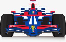 矢量手绘卡通F1赛车