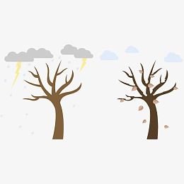矢量刮风下雨树叶掉落