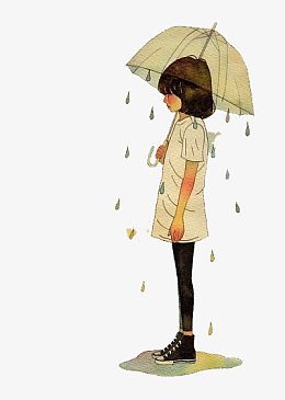 仙境元素森林系元素 打伞的小女