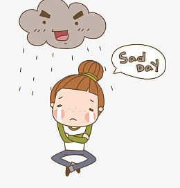 雨天伤心的小女孩