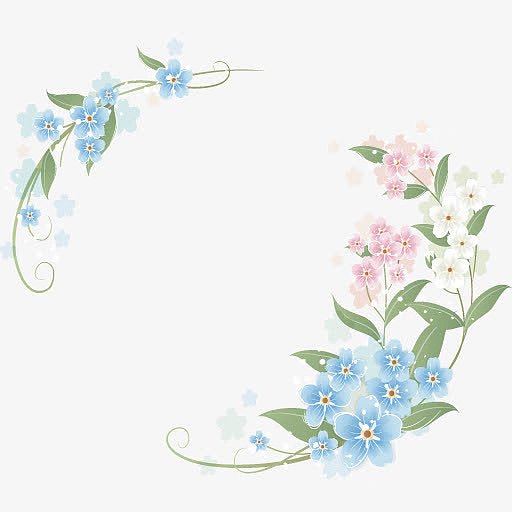 边框蓝色水彩花