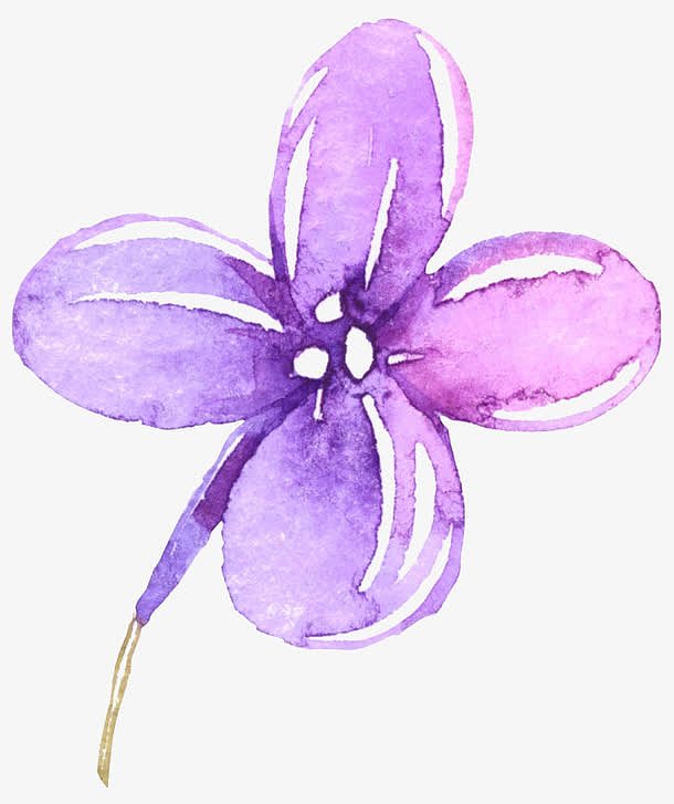 紫色手绘水彩花卉