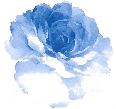 蓝色水彩花