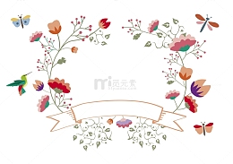 手绘花丛元素