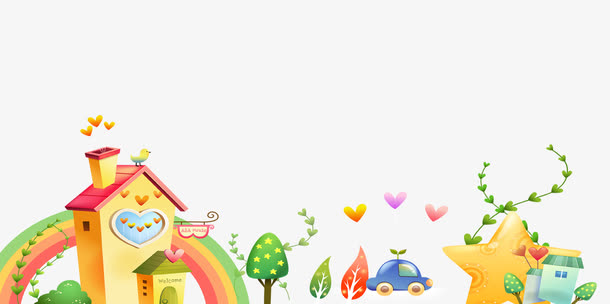 卡通房子底纹装饰素材免费下载_觅元素