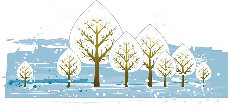 冬天下雪的树枝树木