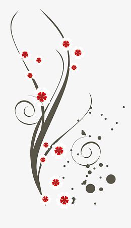 矢量红花线条