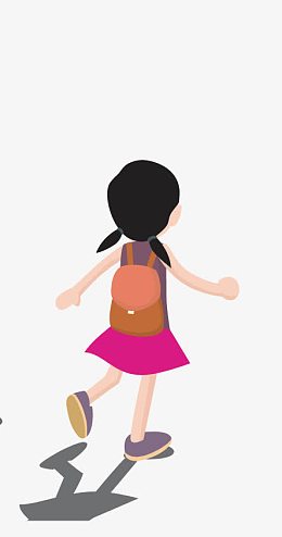 卡通上学女孩
