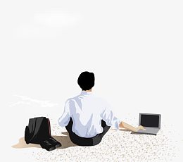 海边沙滩卡通人物