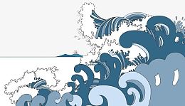蓝色手绘海浪