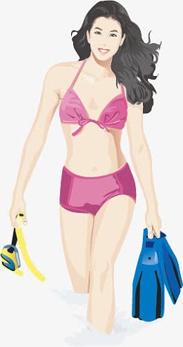 海边沙滩休闲卡通人物
