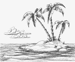 铅笔画海岛