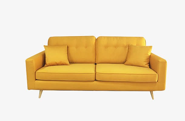 黄色客厅三人沙发素材