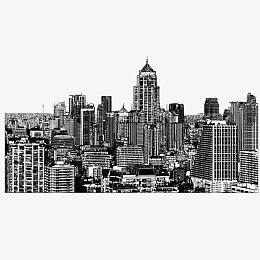 矢量俯瞰城市群手绘城市夜景