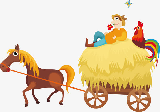 马车休息的农民矢量