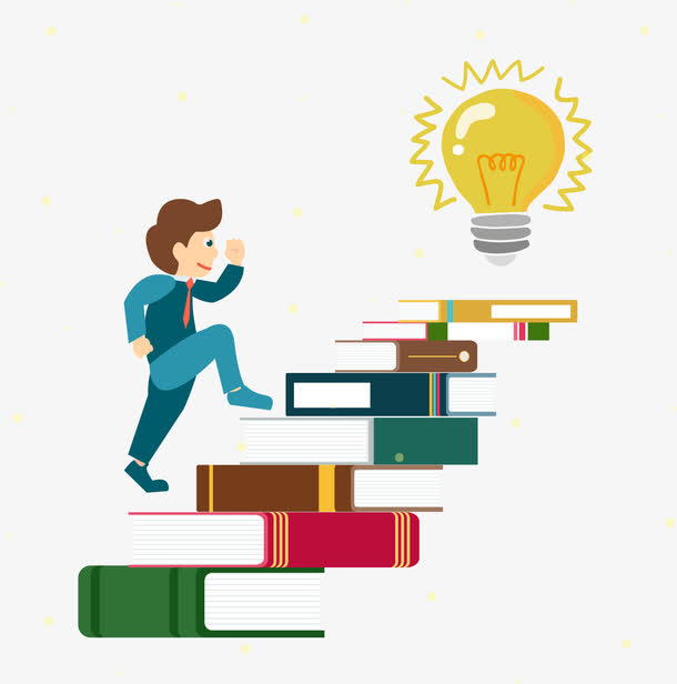 正在登上书籍阶梯的人