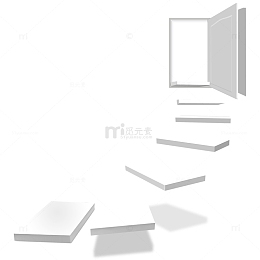 白色台阶窗户免抠素材