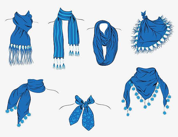 多款式优雅蓝色女士围巾合集