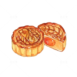 蛋黄月饼手绘画素材图片