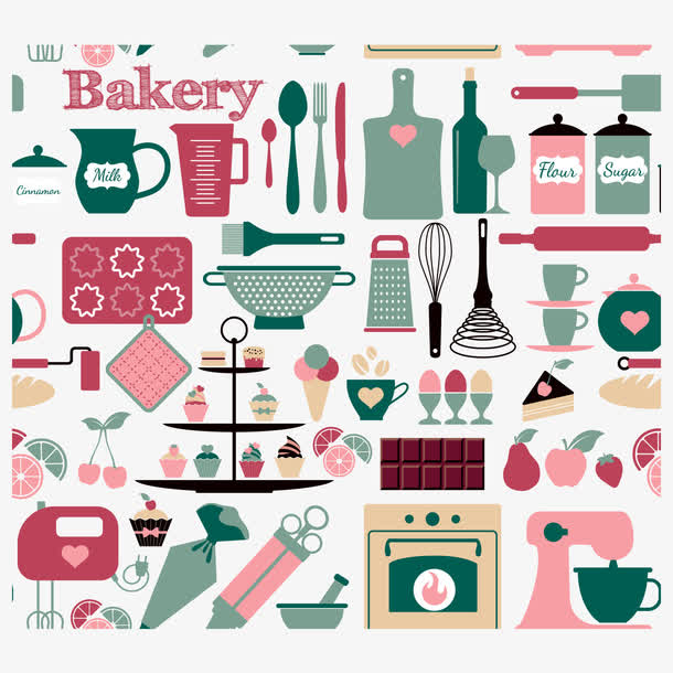 卡通烘焙工具矢量素材