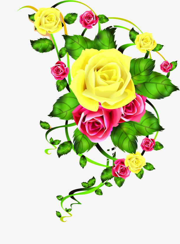 彩色卡通花朵风景