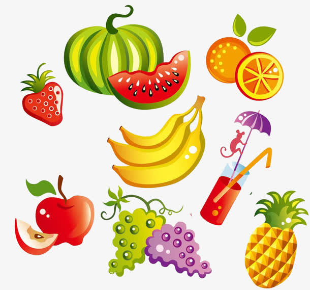 手绘水果组免抠素材免费下载_觅元素51yuansu.com