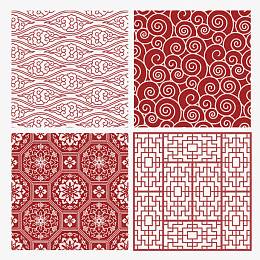 红色中国古典花纹背景