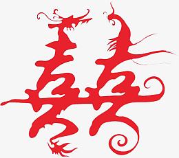 红色龙凤双喜底纹