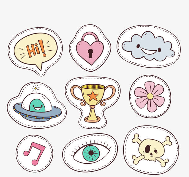 卡通可爱粘贴元素