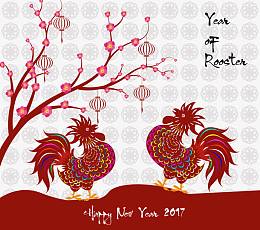 中国风鸡年插画素材库矢量