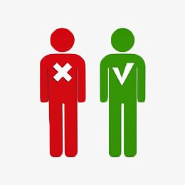绿色打勾红色打叉的简约人形