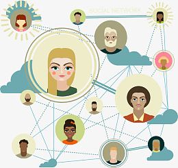 扁平化人脉关系矢量图