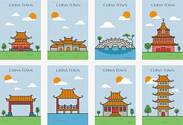 卡通寺庙合集矢量
