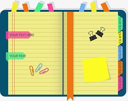 矢量手绘打开的笔记本