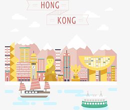 香港旅游矢量素材