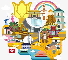 卡通旅游景点素材图案