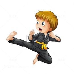 跆拳道踢腿卡通男孩