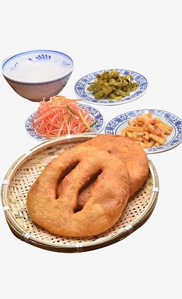 油饼咸菜配白粥