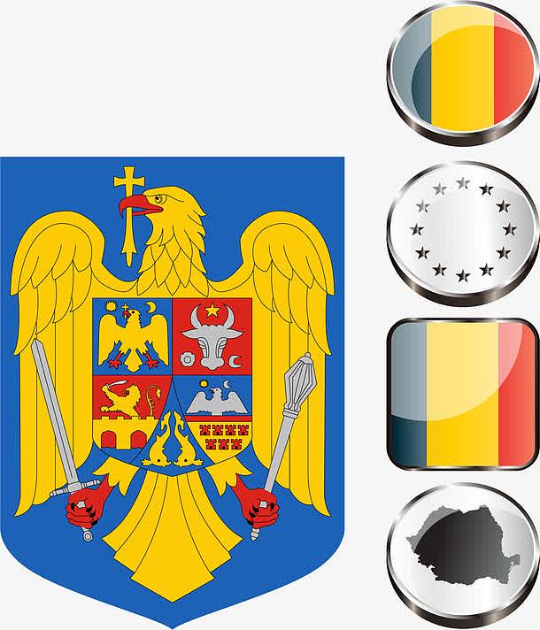 罗马尼亚矢量国徽国旗