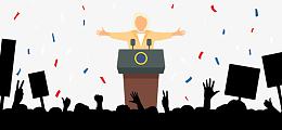 矢量讲台上的女人