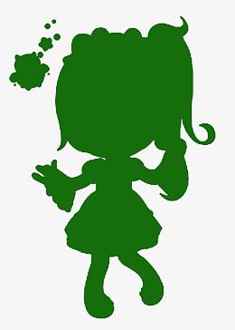 穿公主裙的小女孩绿色剪影