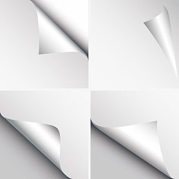 矢量手绘纸张卷角
