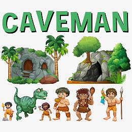 矢量卡通野人与丛林