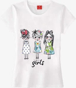 白色小女孩人物手绘涂鸦T恤