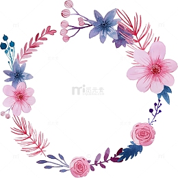 水墨圆环花卉背景图案