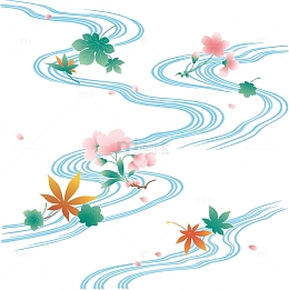 手绘彩绘河流素材